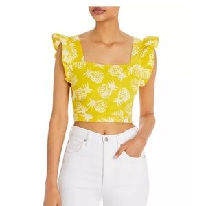 Pineapple Print Flutter Sleeve Crop Top - 100% Exclusive. AQUA x Studio 189
